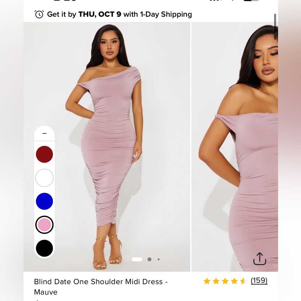 Mauve One Shoulder Midi Dress